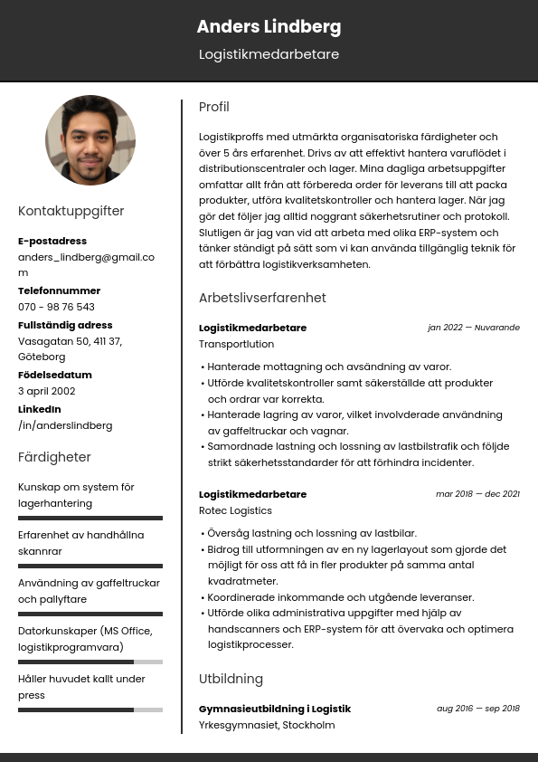 CV exempel Lagerarbetare Skrivtips Och Gratis Guide 2026 