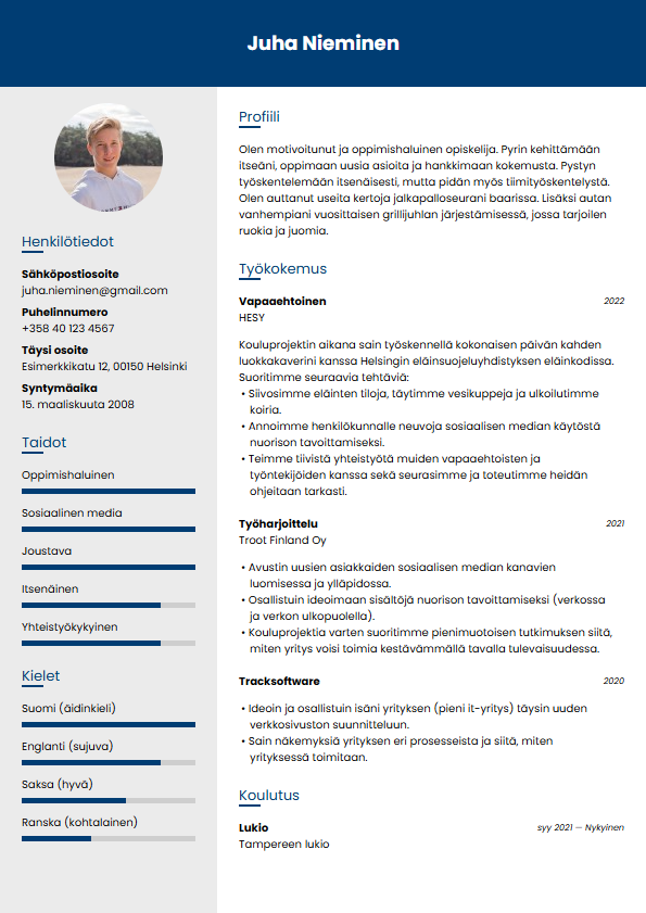 Yli 50 Ilmaista CV esimerkki Lataa Ja Muokkaa Nyt Yli 50 Ilmaista CV esimerkki Lataa Ja Muokkaa Nyt