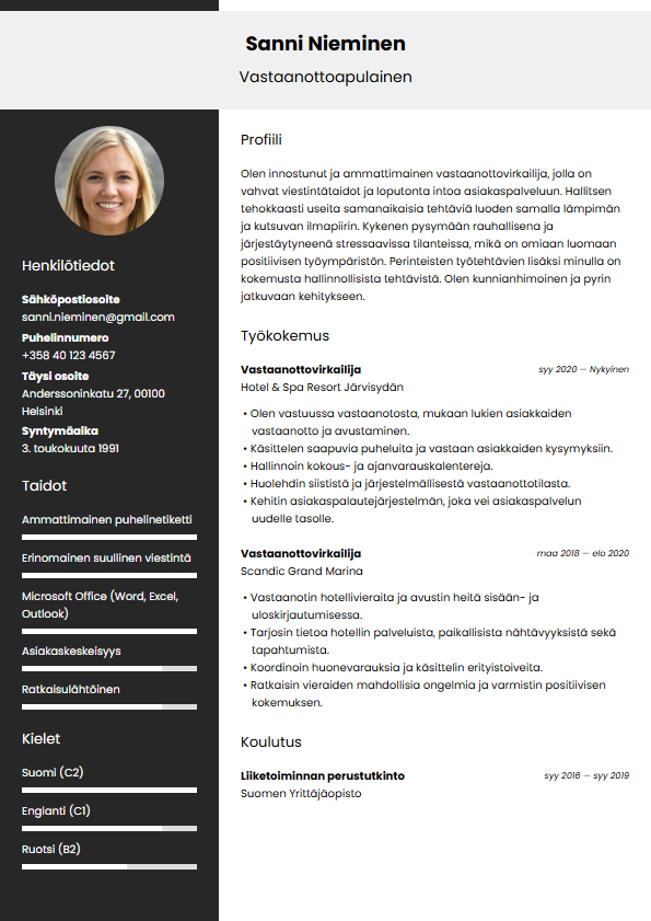 Yli 50 Ilmaista CV esimerkki Lataa Ja Muokkaa Nyt Yli 50 Ilmaista CV esimerkki Lataa Ja Muokkaa Nyt