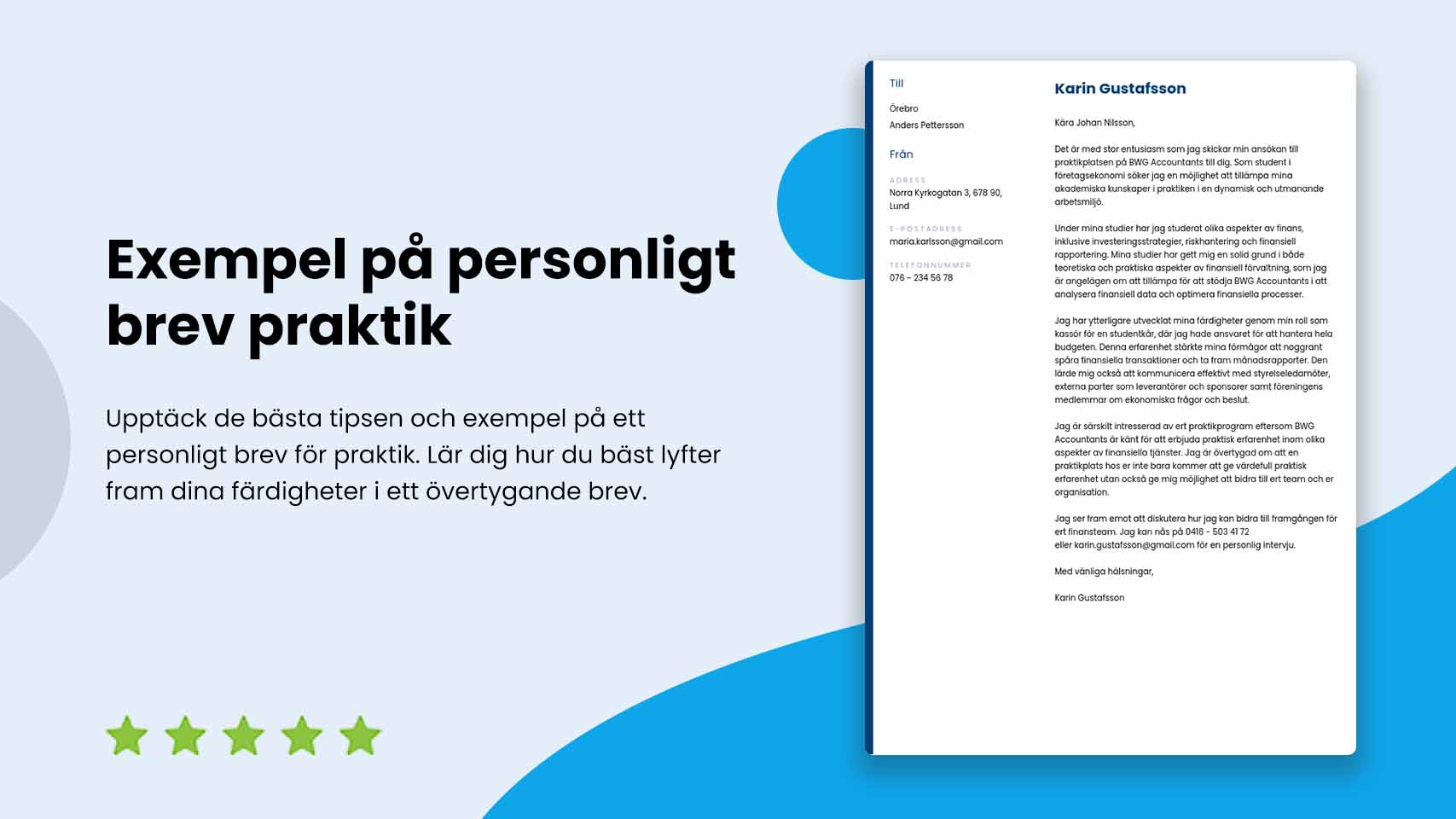 Exempel på personligt brev praktik